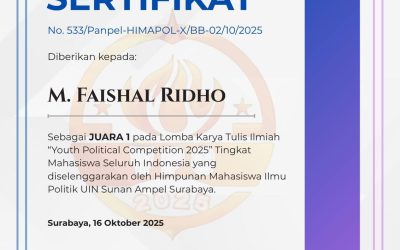 M. Faishal Ridho Raih Juara 1 Lomba Karya Tulis Ilmiah Tingkat Nasional
